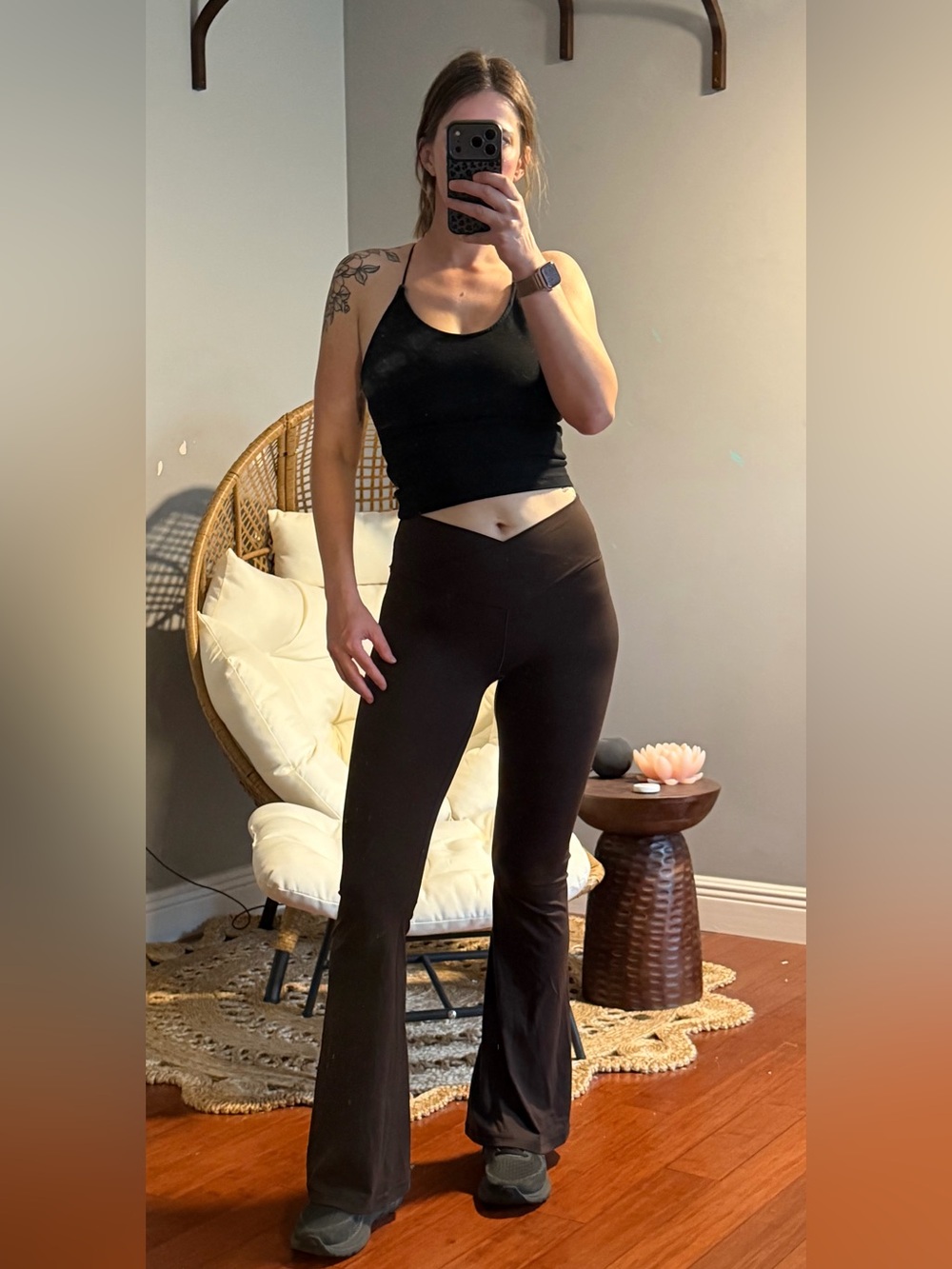 Aerie High-Rise V-Waist Flare Pants - Brown
